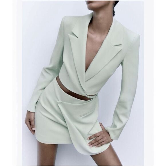 NWT Zara Blogger Favorite Pastel Green Blazer Mini Dress - Picture 5 of 11